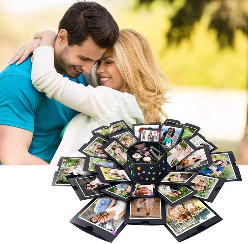 Explosion Gift Box - Photo Box, A Creative Six-sided Gift Box. Love Memory DIY Handmade Photo Album Scrapbook, A Surprising Boyfriend Birthday Gift, Ideal for Weddings, Christmas or Valentine's Day