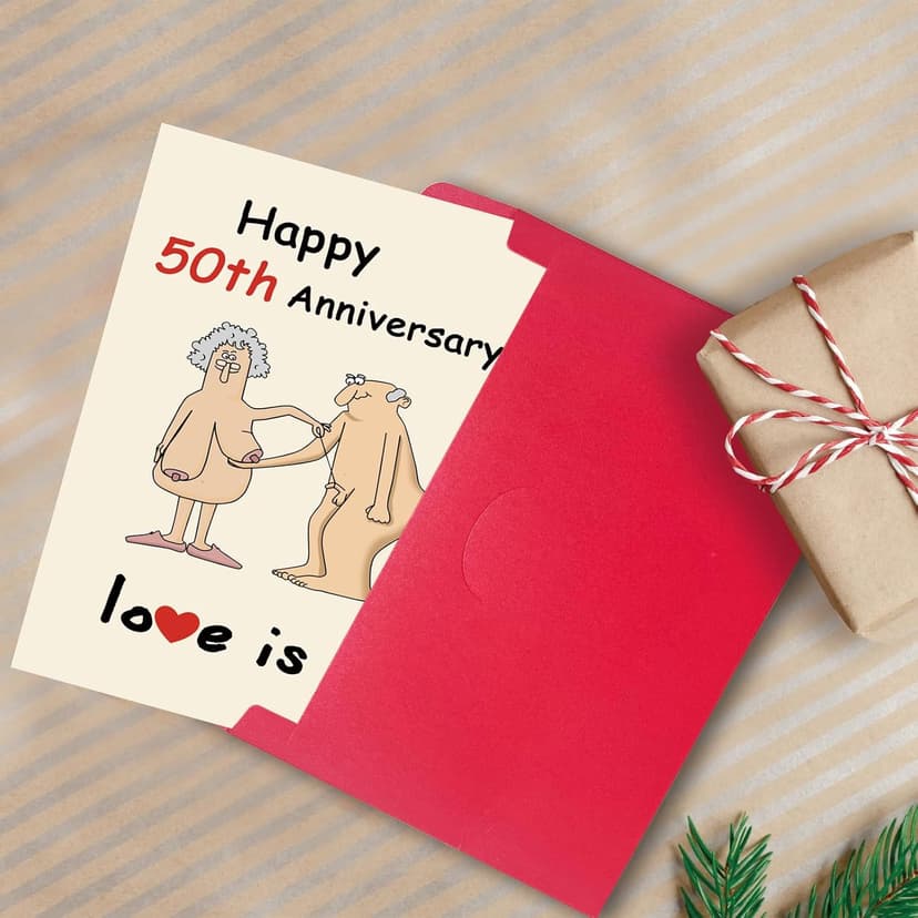 Funny 50th Wedding Anniversary Card for Men Women, Funny 50 Years Anniversary Decorations Gifts for Couple Husband Wife