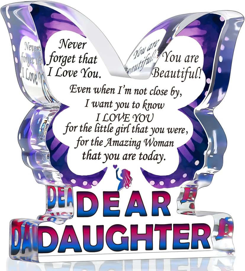 Daughter Birthday Gifts from Mom Dad, Daughter Gifts for Christmas, Unique Gifts for Daughter, Inspirational Gifts I Love You Daughter, Daughter Butterfly Decorative Signs Plaques