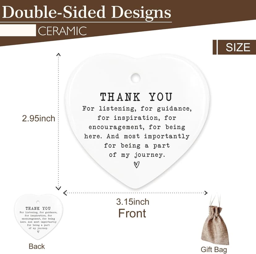 Thank You Gifts for Women & Men - Appreciation Gifts for Coworker - Ceramic Ornament