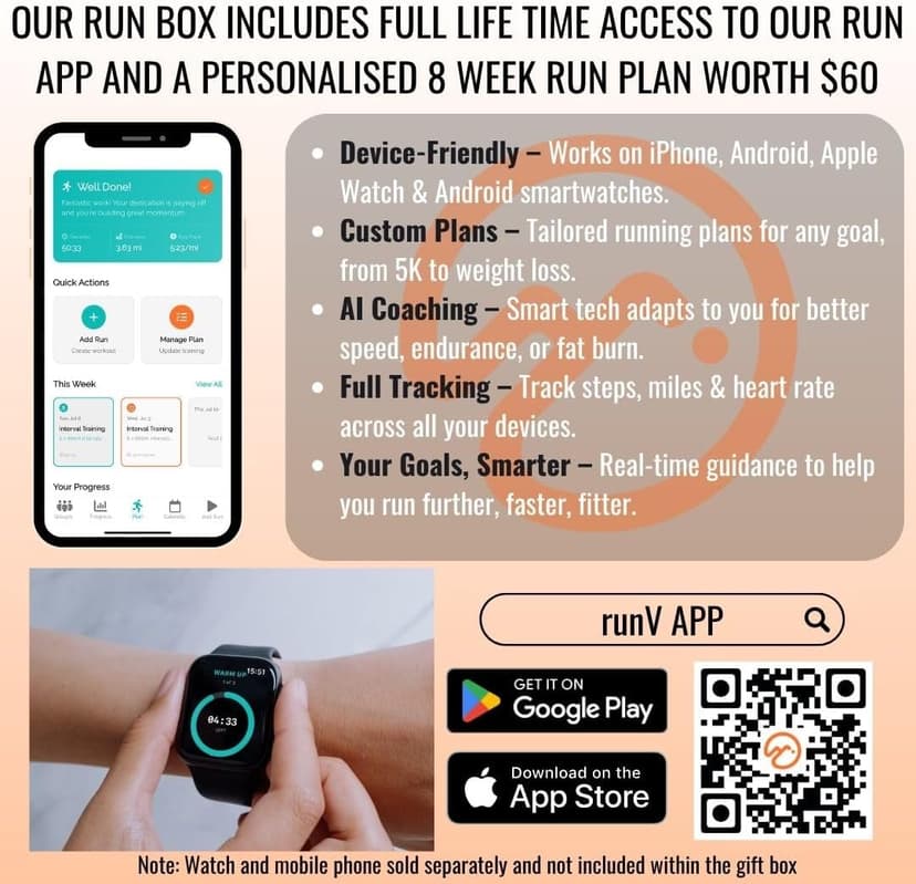 Vorlich® Running Gift Box, 13 Essential Items for Runners, Includes Run App, 8-Week Run Plan, Running Belt, LED Headtorch, Water Bottle & More