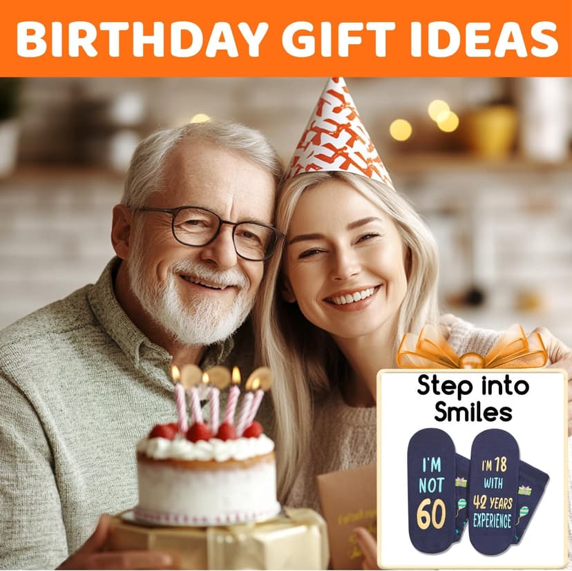 HAPPYPOP Birthday Gifts for Mom Dad - Ideal Socks for Seniors in 50s with Greeting Card