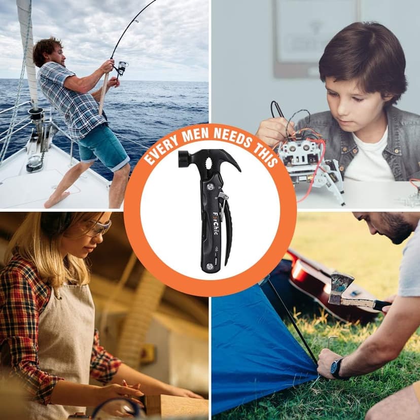 12 in 1 Hammer Multitool, Stocking Stuffers for Adults, Mens Gifts for Christmas, White Elephant Gifts for Adults, Christmas Gifts for Men, Dad, Him, Grandpa, Husband, Boyfriend