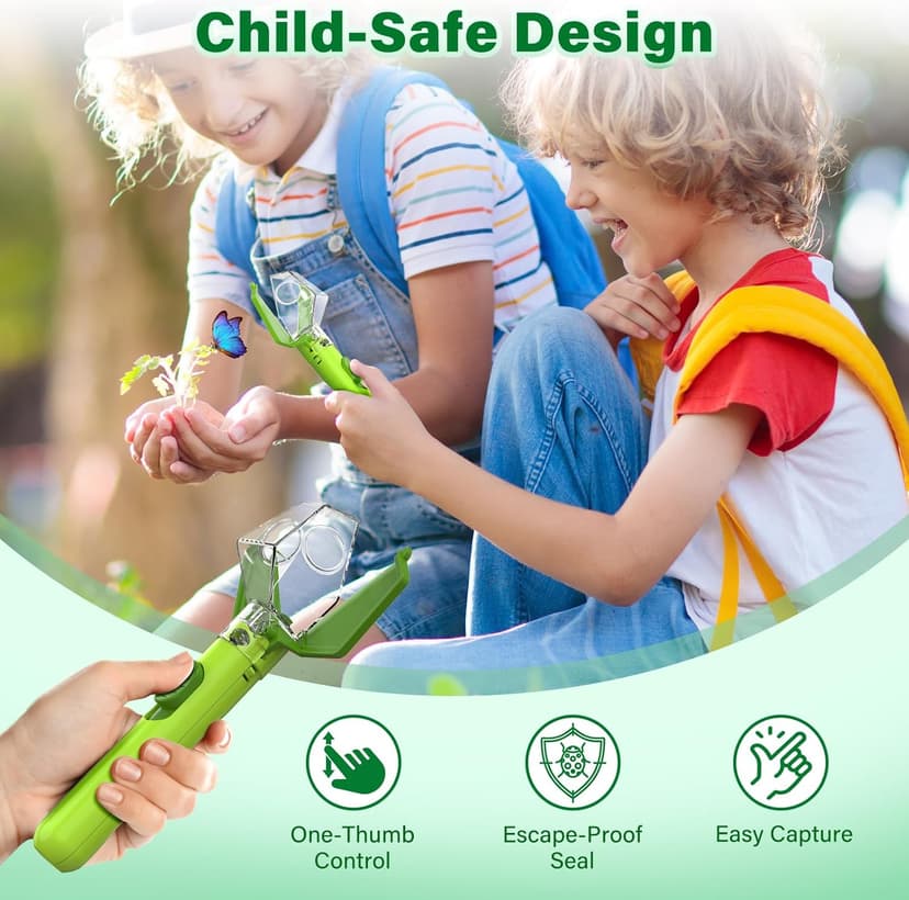 Bug Catcher for Kids, Insect Trap Kit with 6X Magnifier Glass - STEM Educational Exploration Tool for Indoor and Outdoor,Christmas Birthday Gifts Toys for Adults, Boys, and Girls, Green