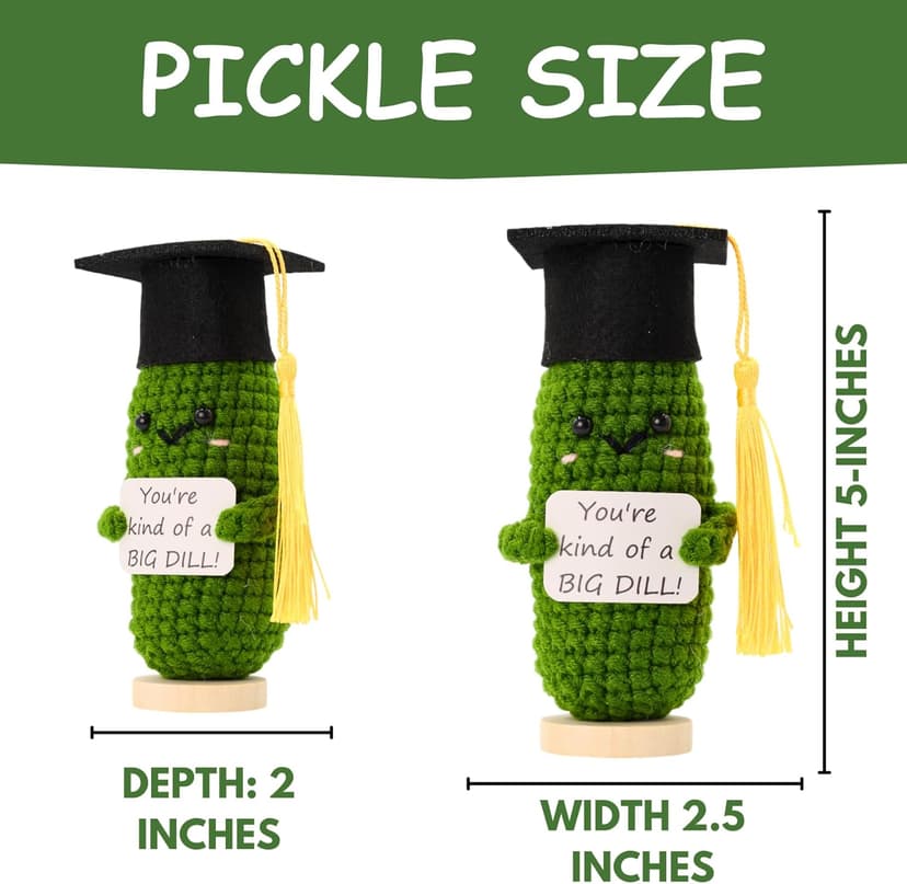 Graduation Gifts Big Dill Pickle with Stand. Supportive Gifts for PHD, College, High School. Dorm Room Desk Decor Keepsake. Funny Gag Gift