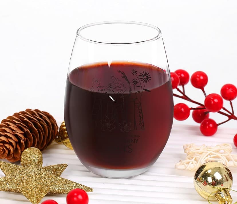 Jogskeor Book Lover Gift Stemless Wine Glass 15oz - There Is No Such Thing As Too Many Books Wine Glass for Book Lover, Birthday Christmas Gifts for Readers Bookworm Her Mom Him Dad Friend