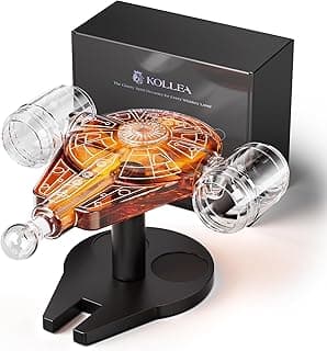 Kollea Birthday Gifts for Men Dad, Galaxy Spaceship Whiskey Decanter Sets for Men, Spacecraft Limited Edition, 2 Funny Shot Glasses, Unique Guys Brother Gift Idea, Liquor Decanter for Bar, Anniversary