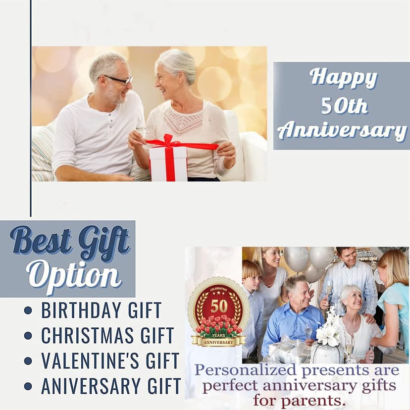 50th Anniversary Blanket Gifts, Golden 50th Wedding Anniversary Couple Gifts for Husband, Wife, Dad, Mom, Grandpa, Grandma, Grandparents, 50 Years of Marriage Gift Blanket 60"X 50"