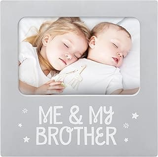 Tiny Ideas Me and My Brother Picture Frame, Christmas Photo Picture Frame, Sibling Keepsake, Ideal Big Brother Gift, Shower Gift and Gender Neutral Nursery Decor, Gray