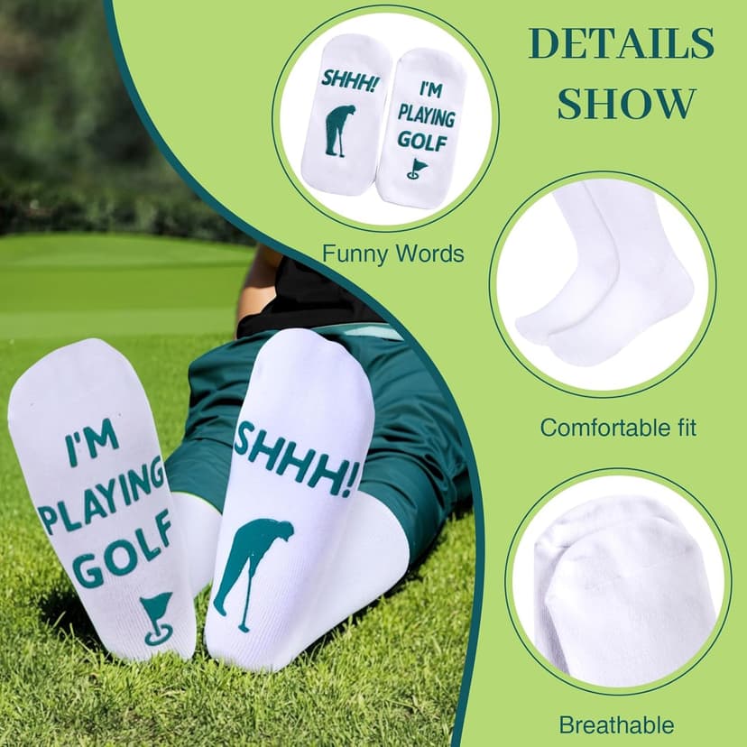 Golf Gifts for Men - 9PC Set: Tumbler, Towel, Socks, Key Chain, Bracelet, Thanks Card; Gift Box; Perfect for Golfer, Dad, Christmas