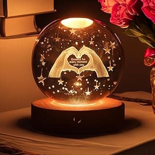 3D Crystal Ball Night Light, 16 Colors 4 Modes, Remotely Controlled, Night Light Room Decor, Funny Anniversary Christmas Gifts for Women, Girlfriends, Wives, Daughters