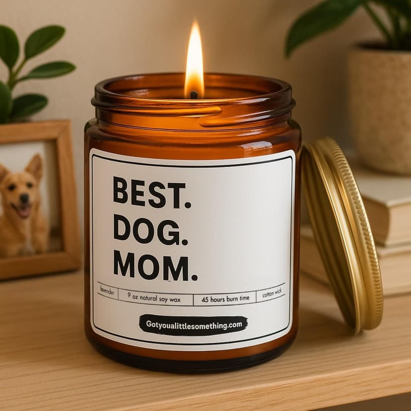 Best Dog Mom Lavender Vanilla Scented Candle, 100% Soy Wax, Long Lasting, 9oz - Dog Mom Gifts for Women - New Puppy Funny Present Idea for Pet Owner
