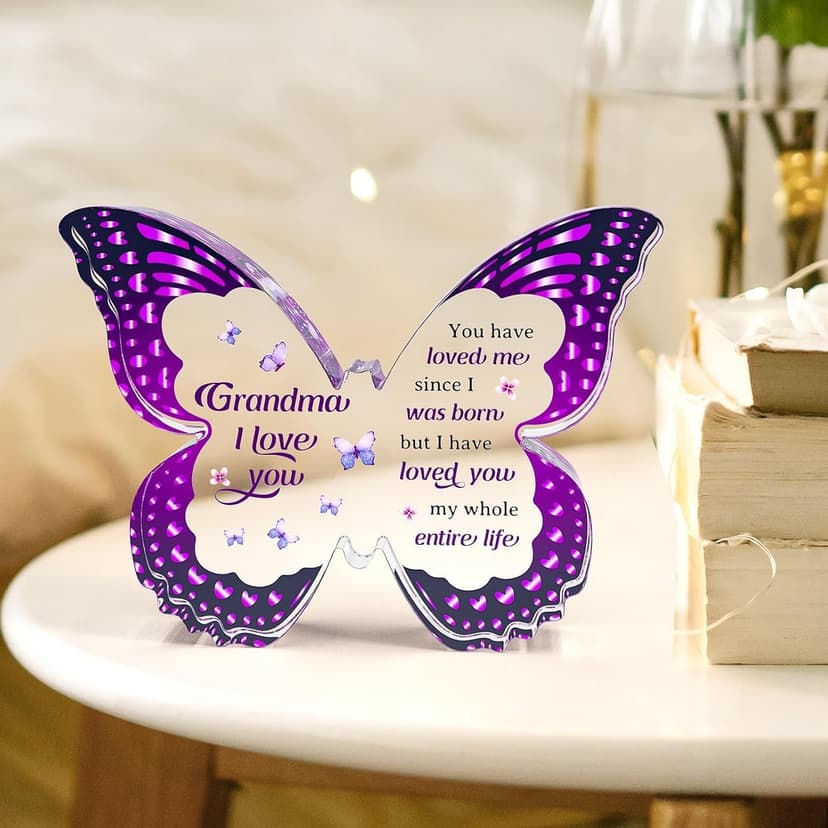 Grandma Gifts - Grandma Christmas Gift Ideas, Birthday Gifts for Grandma - Butterfly Acrylic Decorations - Christmas Gifts for Grandma from Grandkids