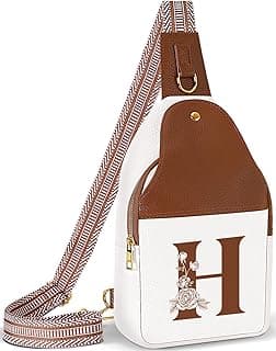 Personalized Crossbody Bag for Women Leather Sling Bags with Initial Letter Chest Bag for Travel, Gift for Mom Wife