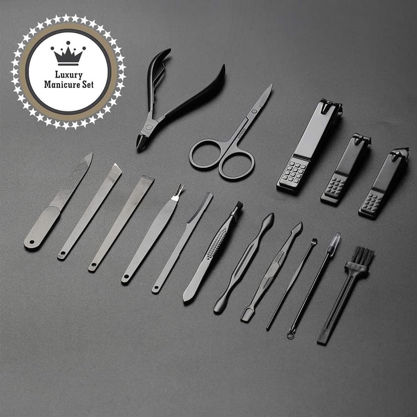 Gifts for Men/Women, Stainless Steel Manicure Set with PU Leather case, Personal Care Tool (Brown)