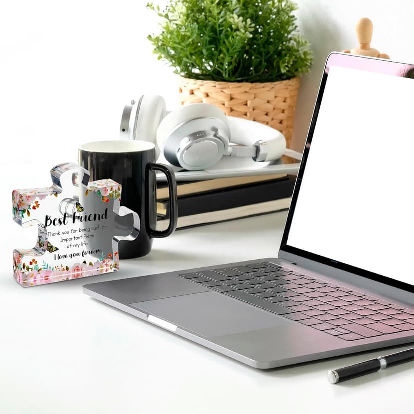 VELENTI Gift for Best Friend for Women - Engraved Acrylic Puzzle Piece - Bestie Present with Cute Quote - Friendship Gifts for Birthday, Christmas, Thanksgiving - Adorable Decoration Piece for Home