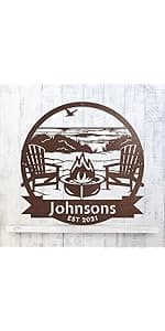 RealSteel Custom Metal Signs – Personalized Outdoor Wall Art, Wedding & Anniversary Name Plaque, Porch & Garden Decor, Campfire Monogram Yard Sign