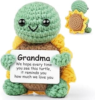 Gifts for Grandma, Grandma Birthday Gift, Positive Handmade Crochet Sunflower Turtle Decor, Grandma Gifts from Grandkids, Thanksgiving Christmas Easter Present - 2.8x2x2.9 inches