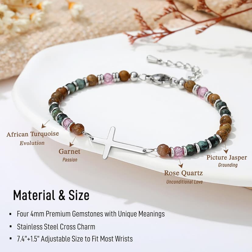 TONY & SANDY Cross Bracelet for Women, Christian Gifts for Women, Confirmation Baptism Easter Gifts, Unique Gift for Friends Daughter Mom Sister in Christ Niece on Birthday Christmas