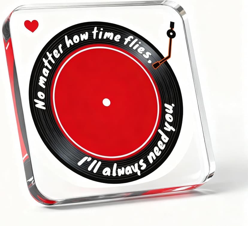 Heartwarming Gift for Husbands, Boyfriends, Couples & Retro-Style Fans, Ideal for Valentine's Day, Birthdays, Christmas, Anniversaries & Home Décor - Romantic Vinyl Record Acrylic Decor(Black and red)