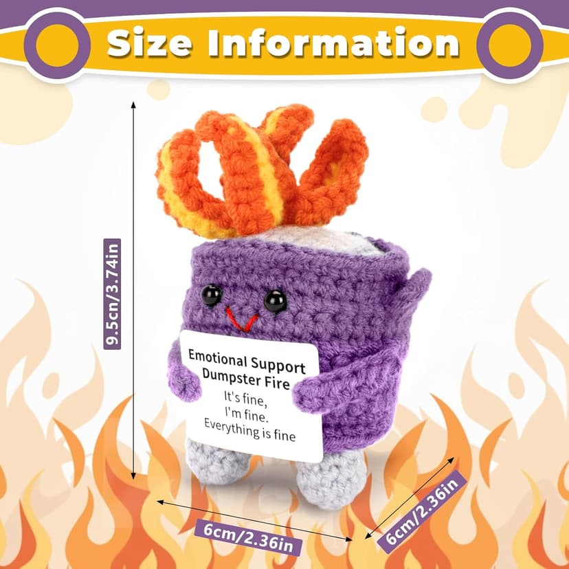 Appreciation Gifts for Her Emotional Dumpster Crochet Fire, Knitting Dumpster Doll, Funny Cheer Up Gag Gifts for Friends Birthday (Purple)