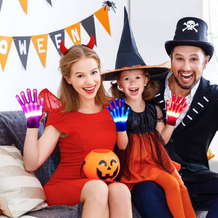 Kids Toys 12 Colors LED Gloves Cool Toys Gifts for Age 3-5 6-8 Years Old Boys Girls Halloween Costumes Light Up Gloves Stocking Stuffers Christmas Birthday Parties Gifts (1 Pairs S)
