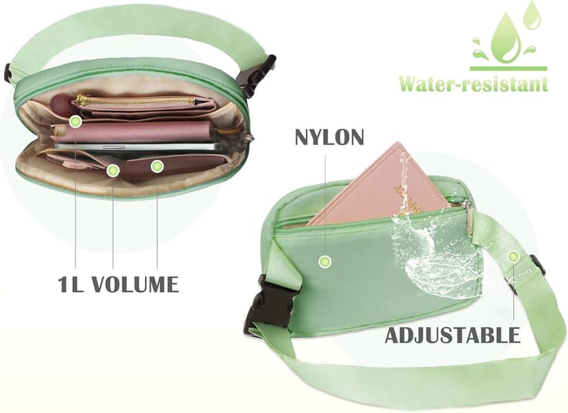 COSHAYSOO Green Belt Bag Crossbody Initial Fanny Pack Preppy Trendy Stuff for Teen Flower Girls 5 6 7 8 9 10 Year Old Personalized Cute Wedding Party Bridesmaid Birthday Easter Gift Letter M