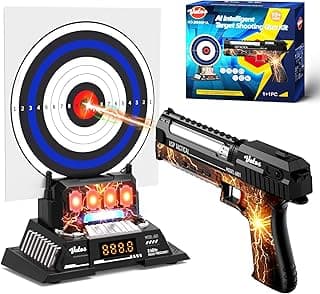 VATOS Smart Electronic Shooting Game Set with Auto-Scoring Target Base and Rechargeable Gun, Real-Time Voice Feedback, 4 Shooting Modes, Indoor Outdoor Toy for Teens Adults Family Party