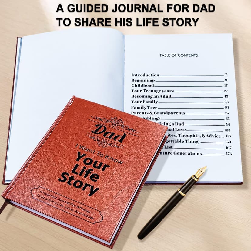 JUNQIU Dad I Want To Hear Your Story, A Father’S Guided Journal Book - Gifts For Dad Birthday, Fathers Day Dad Gifts From Daughter Son, Dad Gifts For Christmas, Dads Gift