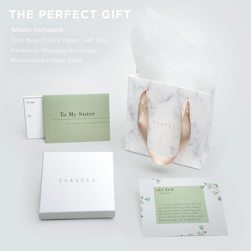 Suavell Sister Necklace - Sterling Silver Interlocking Double Circle Necklace - Birthday Gift for Sister - Maid of Honor Gift