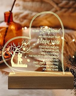 Hiipeenow Valentines Day Gifts for Girlfriend, to My Girlfriend Acrylic Engraved Night Light 15 * 19CM Presents, Birthday Anniversary Christmas Valentines Day Gifts for Girlfriend