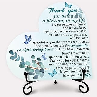 Thank You Gifts for Women, Thank You for Being a Blessing in My Life, Wooden Heart Plaque Home Decor, Birthday Mother's Day Thanksgiving Christmas Gift Ideas for Family Member Friends 5 x 5 inch - 02