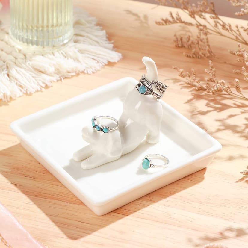 PUDDING CABIN Dog Mom Gifts for Women: Dog Lover Ring Holder Dish Jewelry Holder, Perfect for Mothers Day, Birthday, Wedding, Christmas