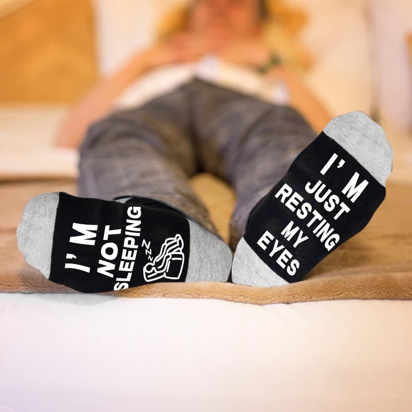 Dealswin Birthday Gifts for Men Dad Fathers Him Husband, I'm Not Sleeping I'm Just Resting My Eyes Socks