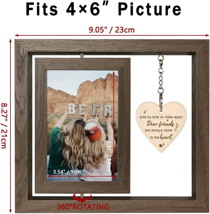 Side by Side or Miles Apart - Dear Friends Are Always Close to the Heart Best Friend Picture Frame Gifts for Long-Distance Friendships Gifts for Women, BFF, Bestfriend, Besties