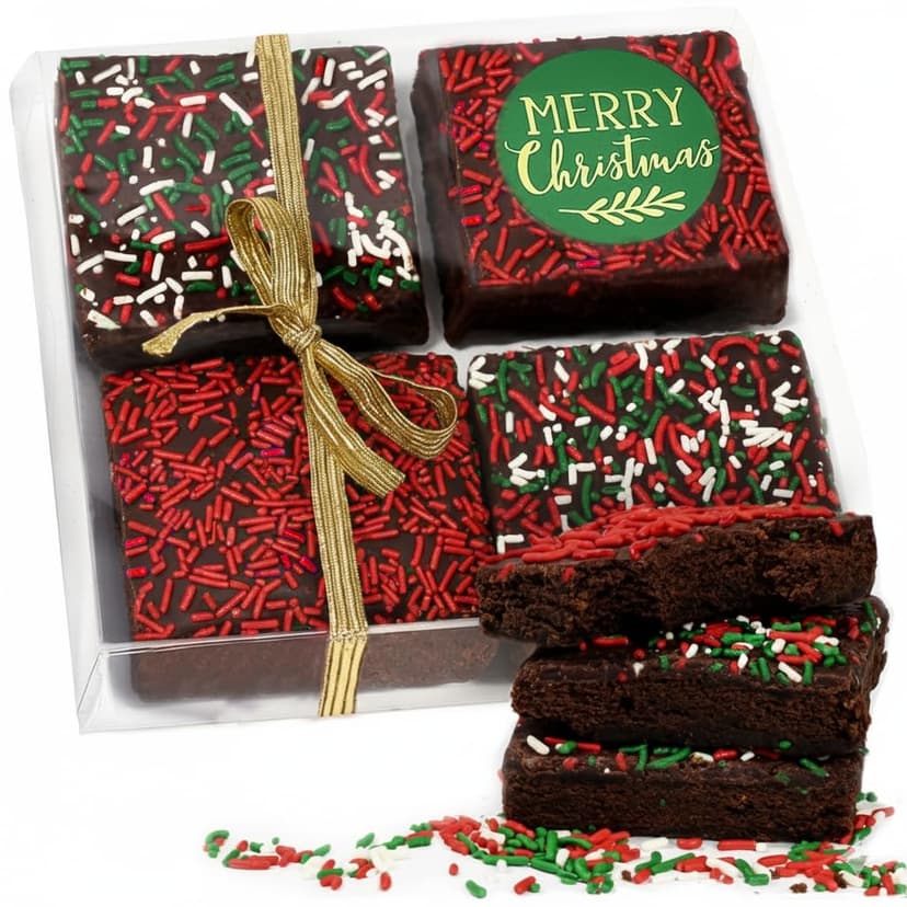 Christmas Gift Basket Chocolate Brownies Food Gift Individually Wrapped For Men Women Package | Nut Free | Kosher