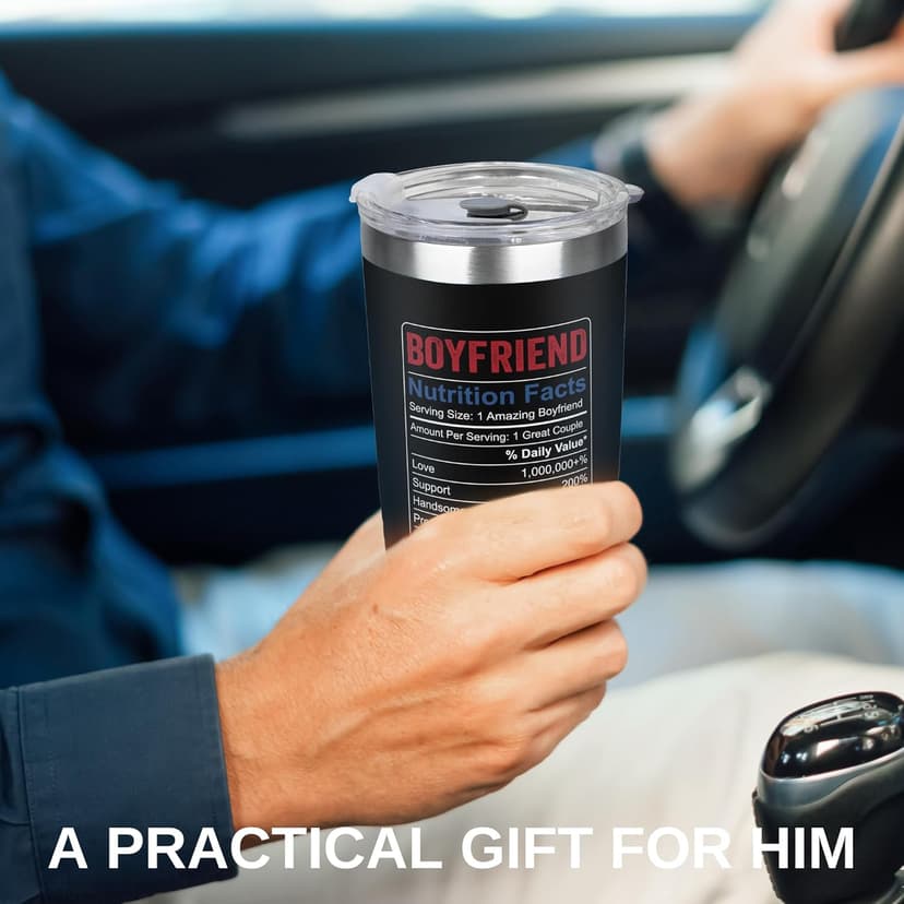 Gifts for Boyfriend, Him - Anniversary, Birthday, Christmas Boyfriend Gifts from Girlfriend - Romantic Love Couple Gift for Him from Her - Ideas for Couples - 20 Oz Stainless Steel Tumbler