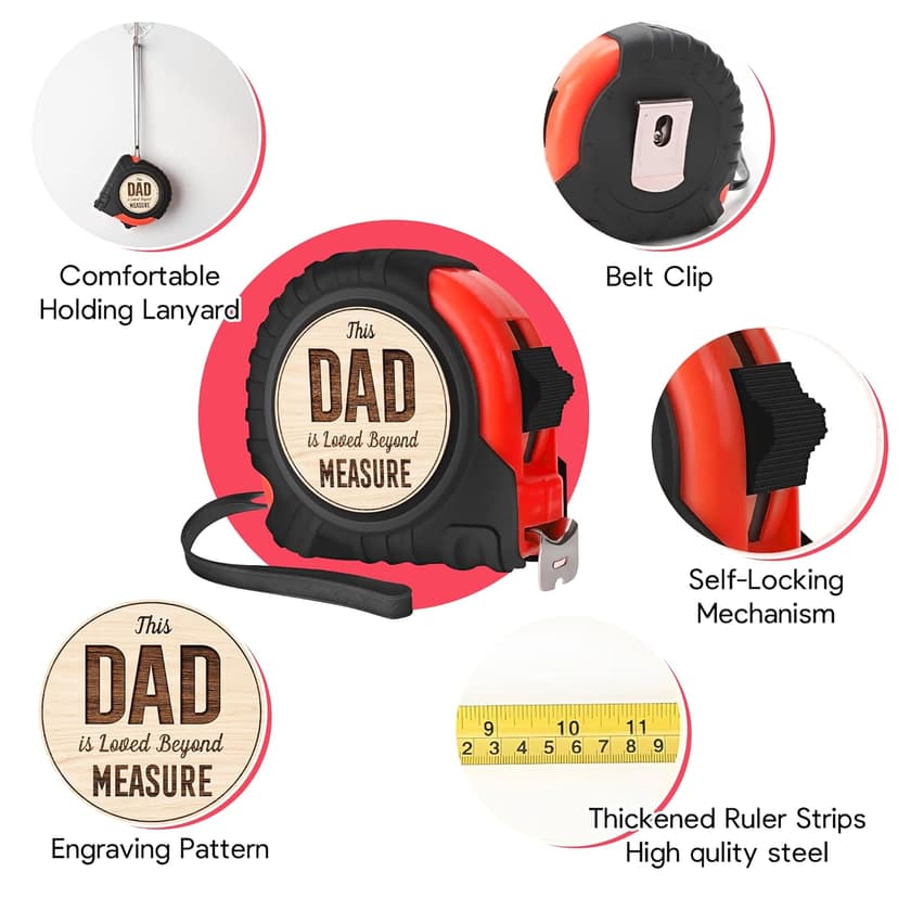 Gossby Tape Measure for Dad - Fathers Day, Birthday, Christmas - Woodworking, Carpenter Tool Gift for Men