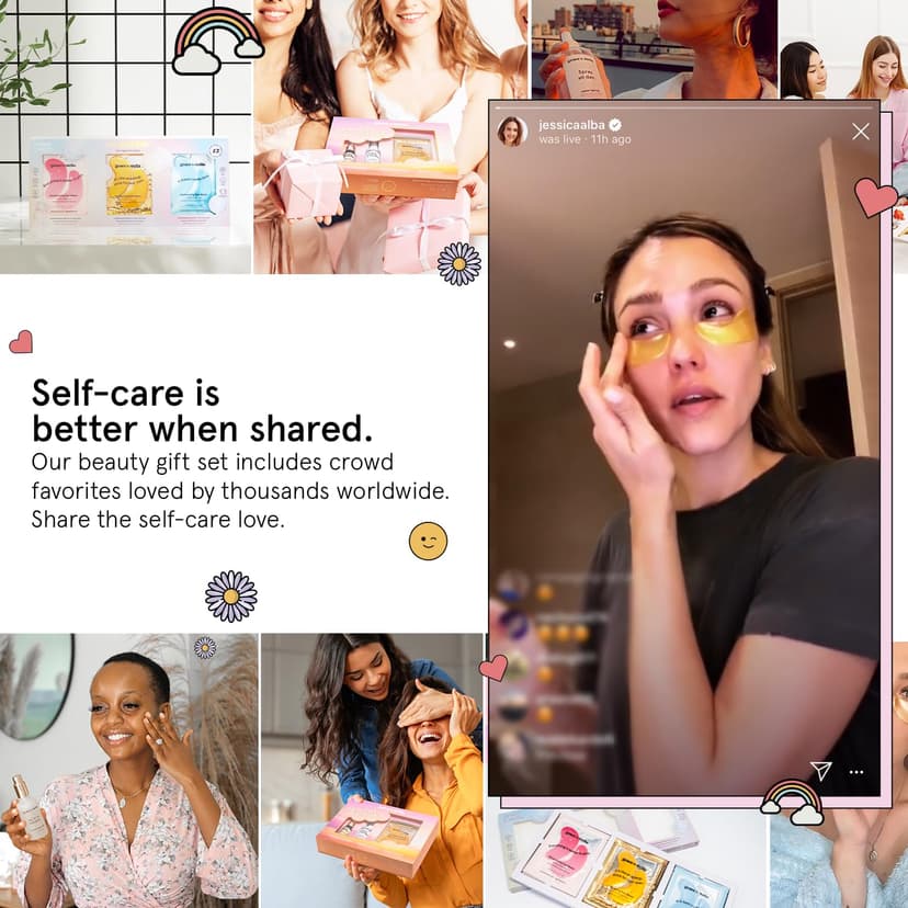 grace & stella Award-Winning Skin Care Set - Birthday Gifts for Women - Travel Essentials with Gold Eye Masks, Hyaluronic Acid Serum & Rose Spray - Bachelorette Party Favors, Teen Girl Gifts - Vegan