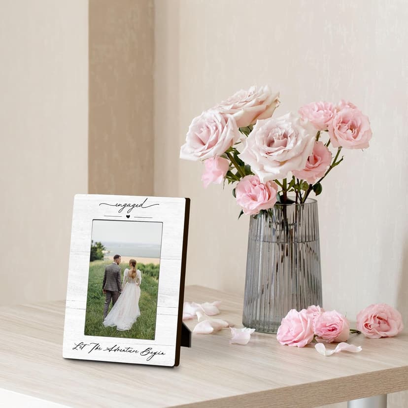 Engagement Couples Newlyweds Picture Frame 4x6, Engagement Gifts for Couples, Just Engaged Gift, Wedding Gifts for Newlyweds Bride Groom, Engaged Couple Picture Photo Frames for Desk Decor