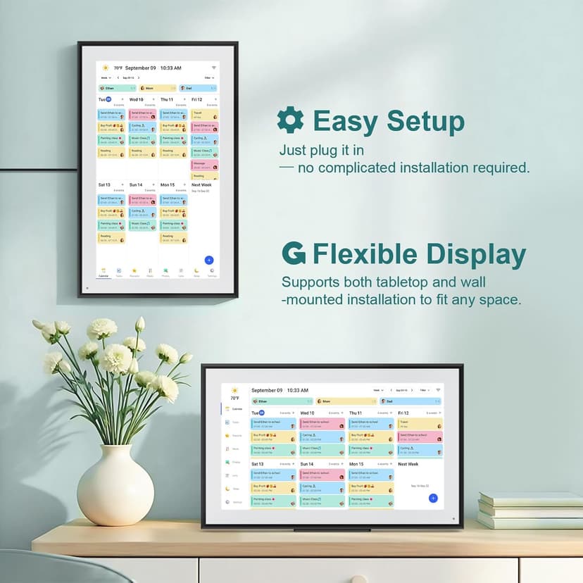 Canupdog 15.6 Inch Digital Calendar Wall Planner 2025-2026 – HD Touchscreen Smart Photo Display for Family Schedules, 32GB Electronic Calendar Chore Chart + To-do List, Christmas Gifts for Women Mom