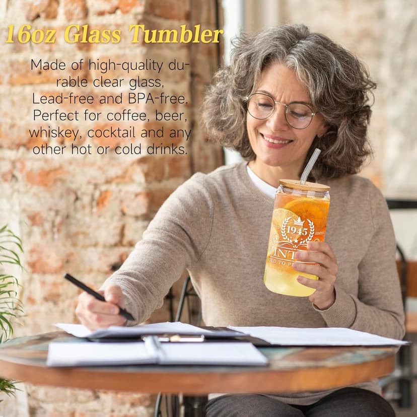 80th Birthday Gifts for Women, Cool Gifts for 80 Year Old Women, Eighty Birthday Tote Bag Glass Cup Candle Gift Basket Ideas Daughter Mom Sister Friend Wife Coworkers