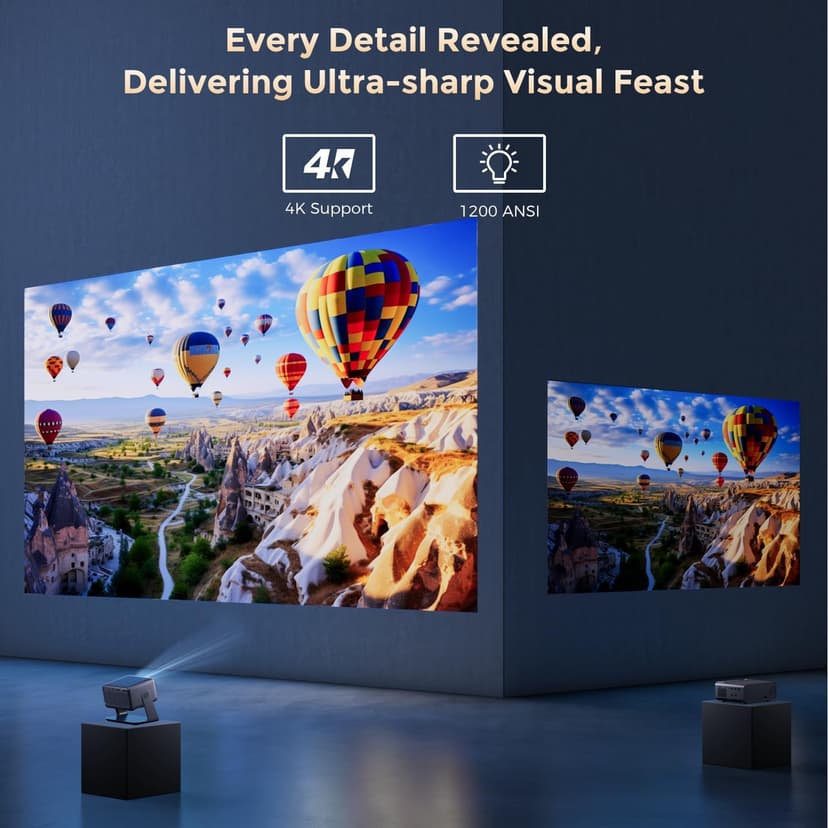 Goodee Viedo Projector With Wifi And Bluetooth, Smart Movie System/ Dolby Audio/ Auto Focus & Keystone Portable Projector, 4k Video Decode & 1080p Native For Home Theater / Outdoor