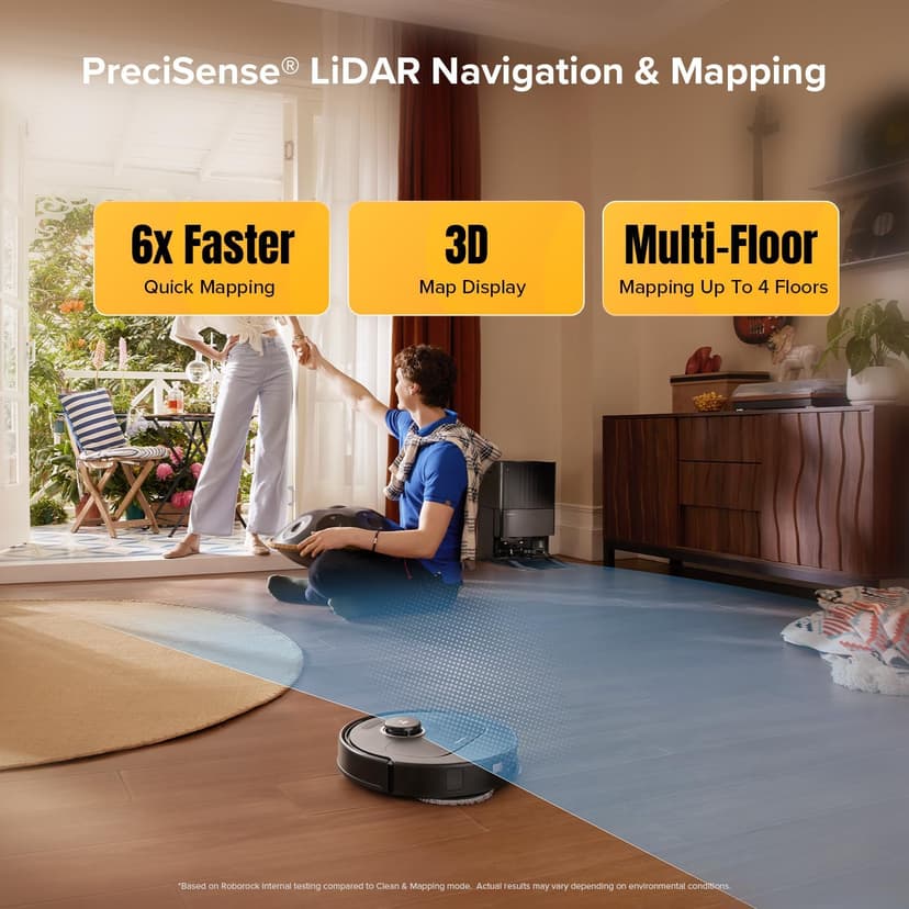 roborock Qrevo S5V Robot Vacuum and Mop, FlexiArm Edge Mopping, 12,000Pa Suction, Dual Zero-Tangle System, Smart Obstacle Avoidance, 10mm Mop Lifting, Auto Mop Washing&Drying, Self-Emptying&Refilling