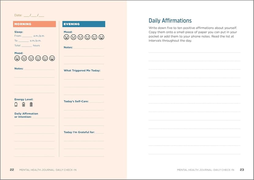 Mental Health Journal: Daily Check-In: 70 Days of Reflection Space to Track Your Moods, Intentions, and Well-Being