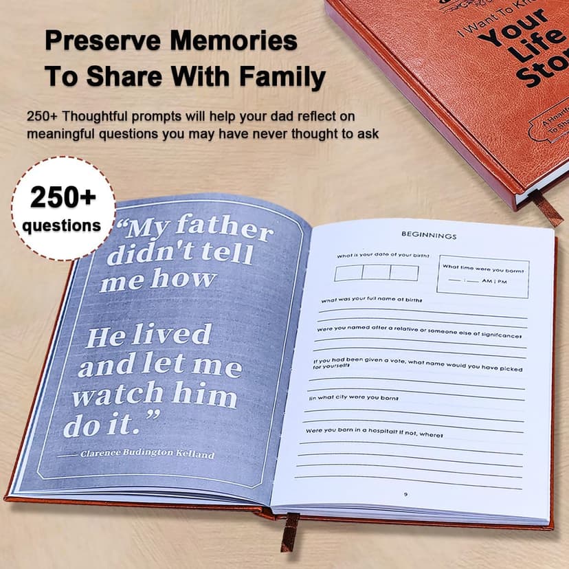 JUNQIU Dad I Want To Hear Your Story, A Father’S Guided Journal Book - Gifts For Dad Birthday, Fathers Day Dad Gifts From Daughter Son, Dad Gifts For Christmas, Dads Gift