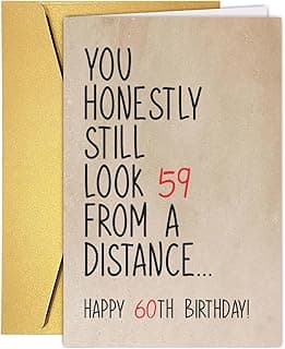 Funny 60 Year Old Birthday Card, Humorous 60th Birthday Card for Dad Mom Husband Wife Grandpa Grandma Friend, Ideal Born In 1965 Card for Him Her