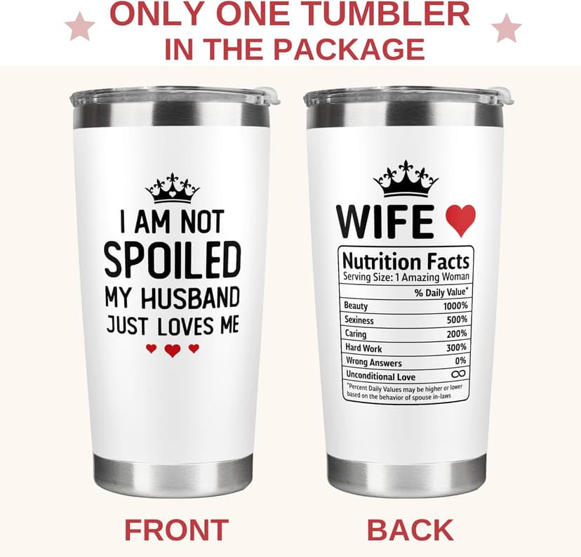 Gifts for Wife - Wife Gifts from Husband - Wedding Anniversary for Women, Valentines, Birthday Gift Ideas, Mothers Day, Christmas Gift for Her - Romantic Cup for Her - 20 Oz White Tumbler
