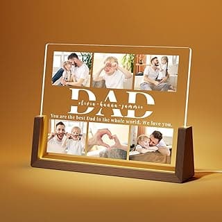Personalized Dad Gifts for Fathers Day, Custom Fathers Day Gift from Daughter Son Kids, Customized Dad Gifts for Husband from Wife, Unique Best Dad Picture Frame with Your Photos