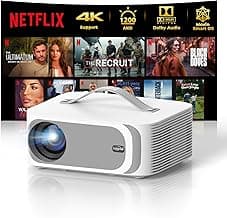 [AI Movin 2.0 System/1200 ANSI/Auto Focus] Projector-4K with WiFi 6 and Bluetooth, 30W DoIby Audio APPS Built-in Outdoor-Projector, Lisowod 1080P Smart Portable Proyector with HDR10+ 2025 Upgraded
